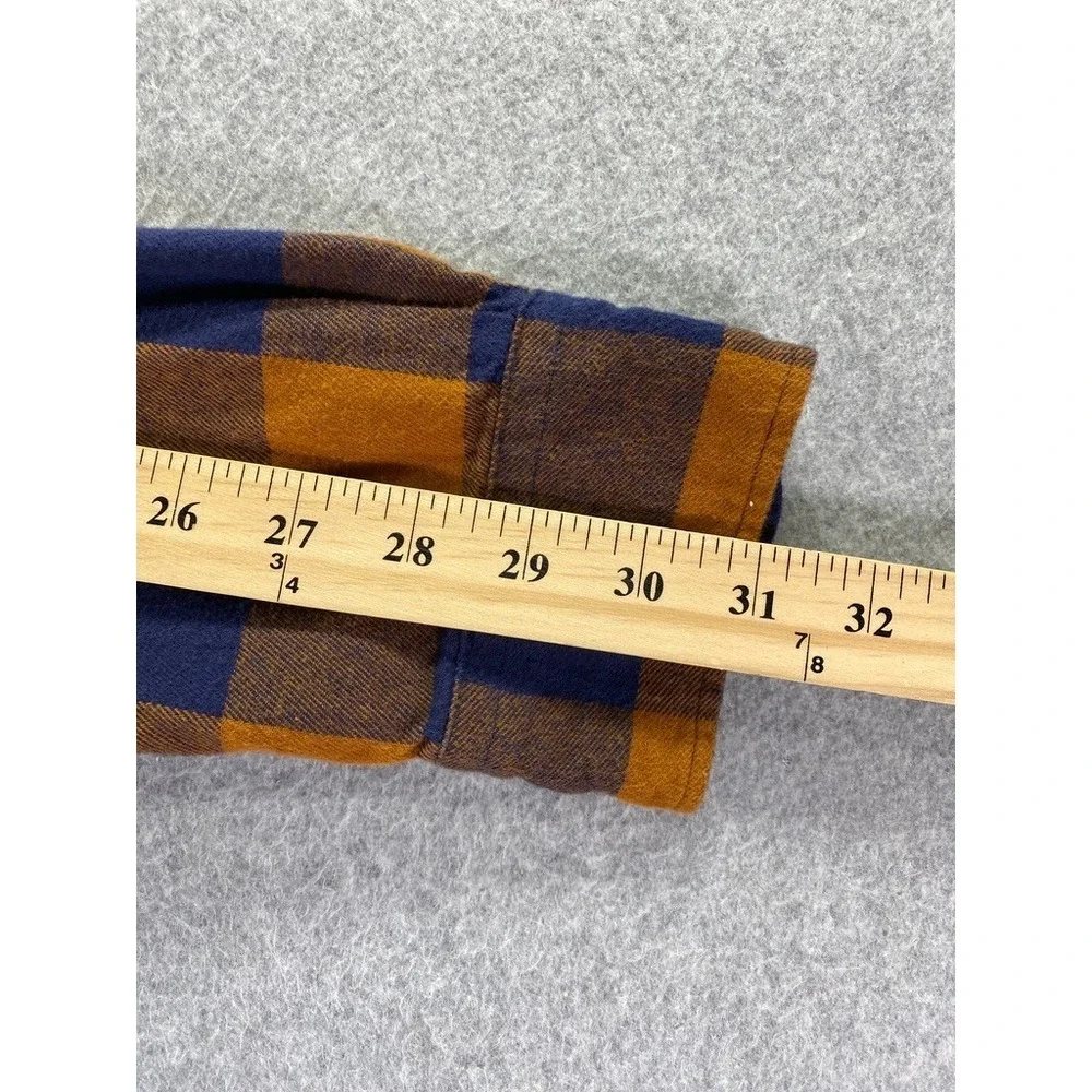Madewell Shirt Mens Large Orange‎ Buffalo Check Flannel Lightweight Relaxed Fit
